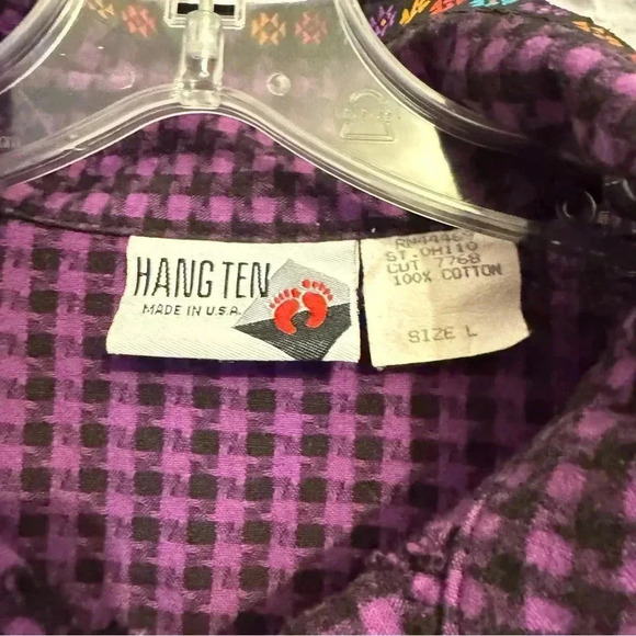 Vintage Hang Ten Southwest Houndstooth Button Front Shirt Size Large 80s/90s - Picture 12 of 12